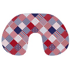 Usa Americana Diagonal Red White & Blue Quilt Travel Neck Pillows by PodArtist