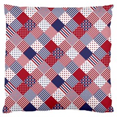 Usa Americana Diagonal Red White & Blue Quilt Standard Flano Cushion Case (one Side)