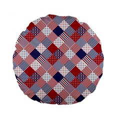 Usa Americana Diagonal Red White & Blue Quilt Standard 15  Premium Flano Round Cushions by PodArtist