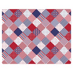 Usa Americana Diagonal Red White & Blue Quilt Double Sided Flano Blanket (medium)  by PodArtist