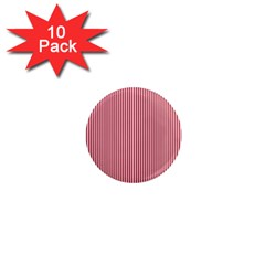 Usa Flag Red And White Stripes 1  Mini Magnet (10 Pack)  by PodArtist