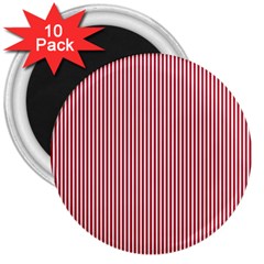 Usa Flag Red And White Stripes 3  Magnets (10 Pack)  by PodArtist