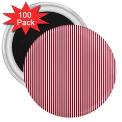 Usa Flag Red And White Stripes 3  Magnets (100 Pack) by PodArtist