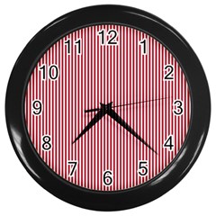 Usa Flag Red And White Stripes Wall Clocks (black) by PodArtist