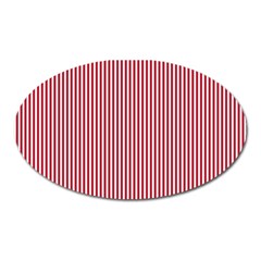 Usa Flag Red And White Stripes Oval Magnet by PodArtist