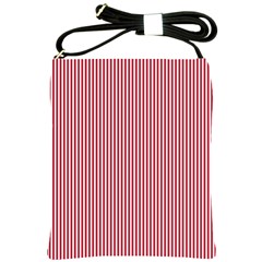 Usa Flag Red And White Stripes Shoulder Sling Bags by PodArtist