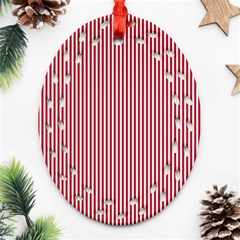 Usa Flag Red And White Stripes Ornament (oval Filigree) by PodArtist