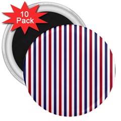 Usa Flag Red White And Flag Blue Wide Stripes 3  Magnets (10 Pack)  by PodArtist