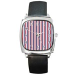 USA Flag Red White and Flag Blue Wide Stripes Square Metal Watch Front