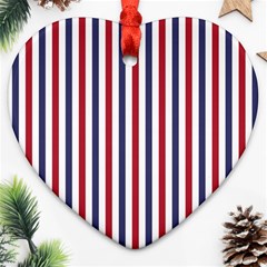 Usa Flag Red White And Flag Blue Wide Stripes Heart Ornament (two Sides) by PodArtist