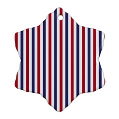 Usa Flag Red White And Flag Blue Wide Stripes Snowflake Ornament (two Sides) by PodArtist