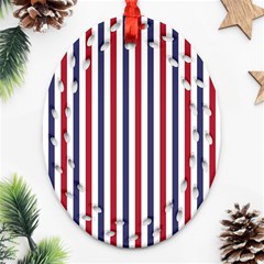 Usa Flag Red White And Flag Blue Wide Stripes Oval Filigree Ornament (two Sides) by PodArtist