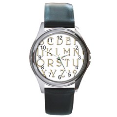 Letters Gold Classic Alphabet Round Metal Watch by Sapixe