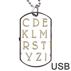 Letters Gold Classic Alphabet Dog Tag Usb Flash (one Side) by Sapixe