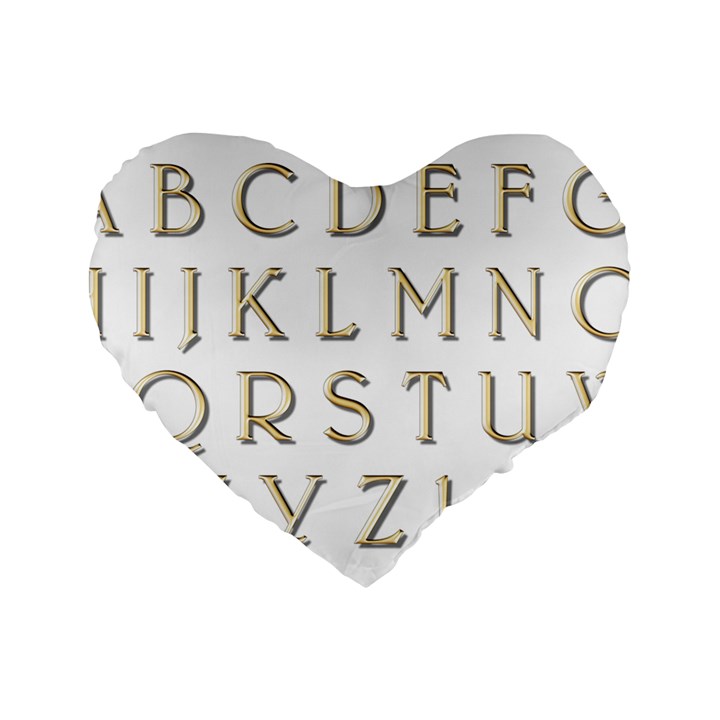 Letters Gold Classic Alphabet Standard 16  Premium Heart Shape Cushions