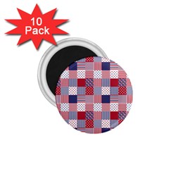 Usa Americana Patchwork Red White & Blue Quilt 1 75  Magnets (10 Pack)  by PodArtist