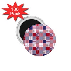 Usa Americana Patchwork Red White & Blue Quilt 1 75  Magnets (100 Pack)  by PodArtist