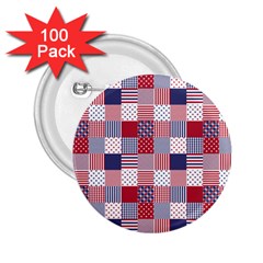 Usa Americana Patchwork Red White & Blue Quilt 2 25  Buttons (100 Pack)  by PodArtist