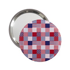 Usa Americana Patchwork Red White & Blue Quilt 2 25  Handbag Mirrors by PodArtist