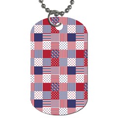 Usa Americana Patchwork Red White & Blue Quilt Dog Tag (two Sides) by PodArtist