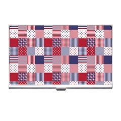 Usa Americana Patchwork Red White & Blue Quilt Business Card Holders by PodArtist