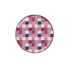 Usa Americana Patchwork Red White & Blue Quilt Hat Clip Ball Marker (10 Pack) by PodArtist