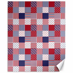 Usa Americana Patchwork Red White & Blue Quilt Canvas 16  X 20   by PodArtist