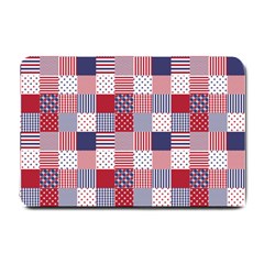 Usa Americana Patchwork Red White & Blue Quilt Small Doormat  by PodArtist