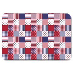 Usa Americana Patchwork Red White & Blue Quilt Large Doormat  by PodArtist