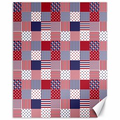 Usa Americana Patchwork Red White & Blue Quilt Canvas 11  X 14   by PodArtist