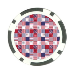 Usa Americana Patchwork Red White & Blue Quilt Poker Chip Card Guard by PodArtist