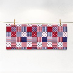 Usa Americana Patchwork Red White & Blue Quilt Hand Towel by PodArtist