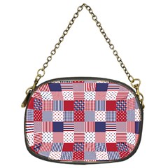 Usa Americana Patchwork Red White & Blue Quilt Chain Purses (one Side)  by PodArtist