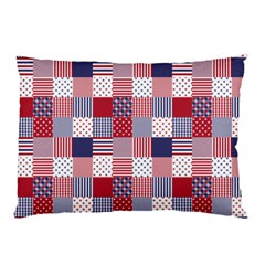 Usa Americana Patchwork Red White & Blue Quilt Pillow Case by PodArtist