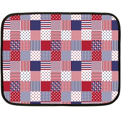 Usa Americana Patchwork Red White & Blue Quilt Double Sided Fleece Blanket (mini)  by PodArtist