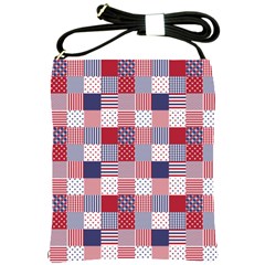 Usa Americana Patchwork Red White & Blue Quilt Shoulder Sling Bags by PodArtist