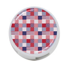 Usa Americana Patchwork Red White & Blue Quilt 4-port Usb Hub (two Sides)  by PodArtist