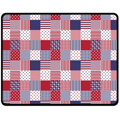 Usa Americana Patchwork Red White & Blue Quilt Fleece Blanket (medium)  by PodArtist