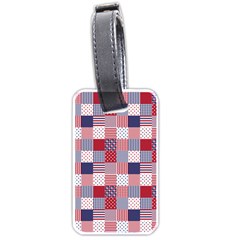 Usa Americana Patchwork Red White & Blue Quilt Luggage Tags (one Side)  by PodArtist