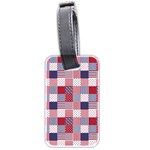 USA Americana Patchwork Red White & Blue Quilt Luggage Tags (Two Sides) Front