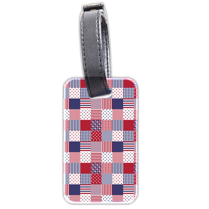 USA Americana Patchwork Red White & Blue Quilt Luggage Tags (Two Sides)