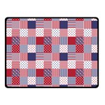 USA Americana Patchwork Red White & Blue Quilt Double Sided Fleece Blanket (Small)  45 x34  Blanket Front