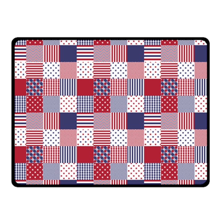 USA Americana Patchwork Red White & Blue Quilt Double Sided Fleece Blanket (Small) 