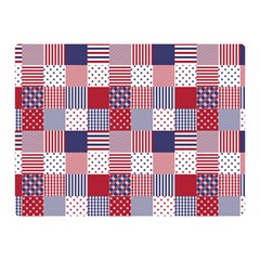 Usa Americana Patchwork Red White & Blue Quilt Double Sided Flano Blanket (mini)  by PodArtist