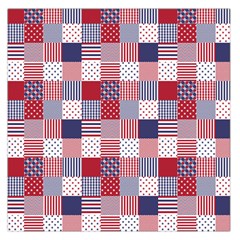 Usa Americana Patchwork Red White & Blue Quilt Large Satin Scarf (square) by PodArtist