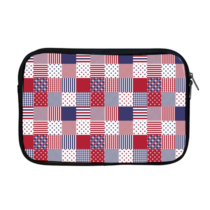 USA Americana Patchwork Red White & Blue Quilt Apple MacBook Pro 17  Zipper Case