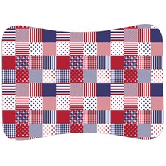 Usa Americana Patchwork Red White & Blue Quilt Velour Seat Head Rest Cushion by PodArtist