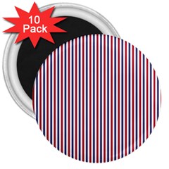 Usa Flag Red And Flag Blue Narrow Thin Stripes  3  Magnets (10 Pack)  by PodArtist