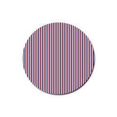 Usa Flag Red And Flag Blue Narrow Thin Stripes  Rubber Coaster (round)  by PodArtist