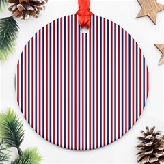 Usa Flag Red And Flag Blue Narrow Thin Stripes  Round Ornament (two Sides) by PodArtist